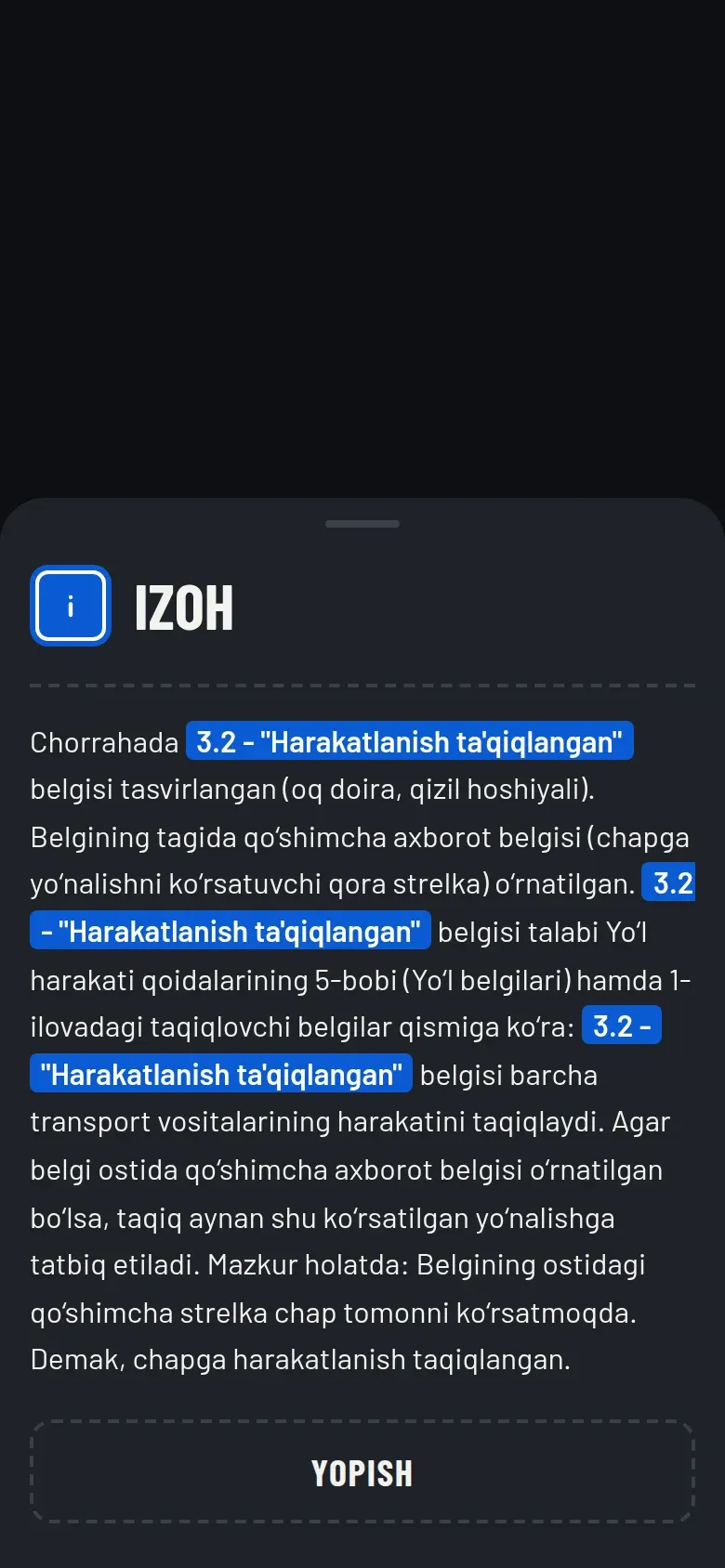 Izoh: qoida bo'yicha tushuntirish